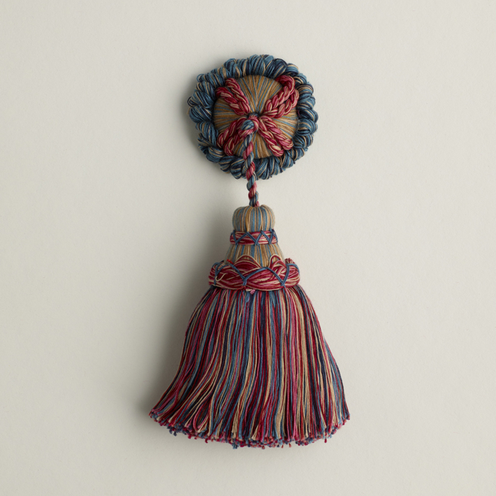 Key Tassels with Rosette-Rose Blue